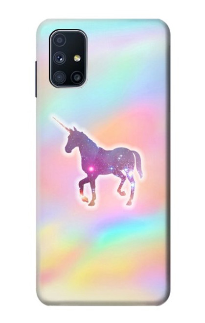 W3203 Arc en ciel Licorne Etui Coque Housse et Flip Housse Cuir pour Samsung Galaxy M51