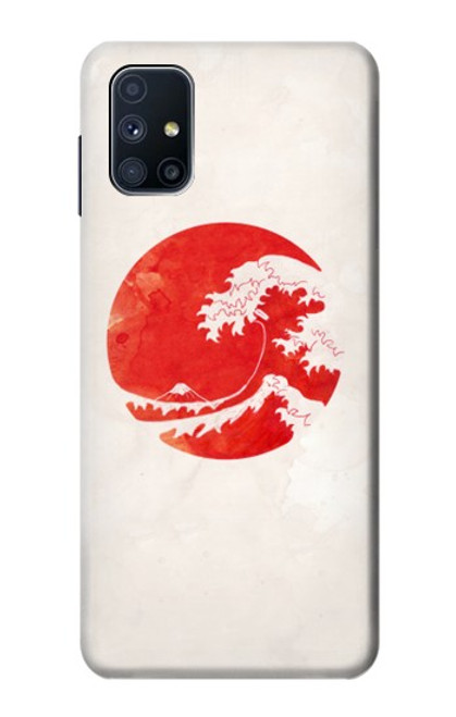 W3237 Waves Japon Drapeau Etui Coque Housse et Flip Housse Cuir pour Samsung Galaxy M51