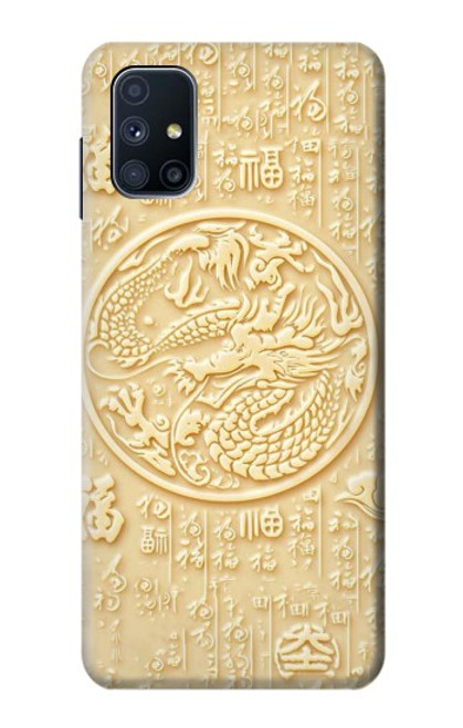 W3288 Peinture blanche du Dragon de Jade Etui Coque Housse et Flip Housse Cuir pour Samsung Galaxy M51