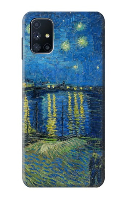 W3336 Van Gogh Nuit étoilée sur le Rhône Etui Coque Housse et Flip Housse Cuir pour Samsung Galaxy M51