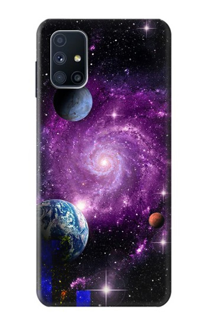 W3689 Planète spatiale Galaxy Etui Coque Housse et Flip Housse Cuir pour Samsung Galaxy M51