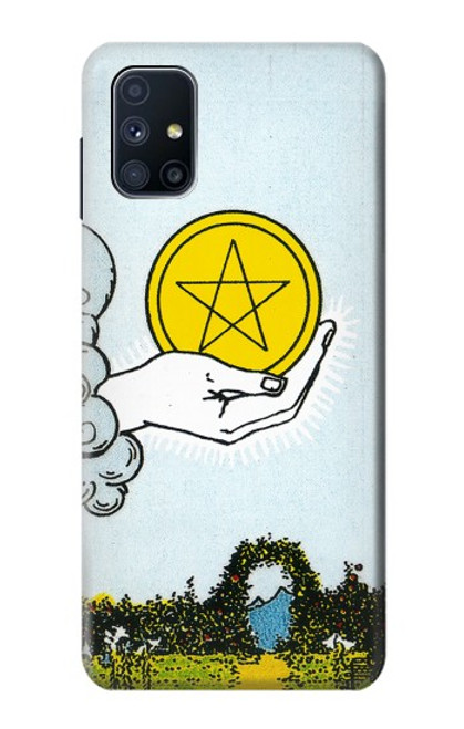 W3722 Carte de tarot Pièces de l'As des Pentacles Etui Coque Housse et Flip Housse Cuir pour Samsung Galaxy M51