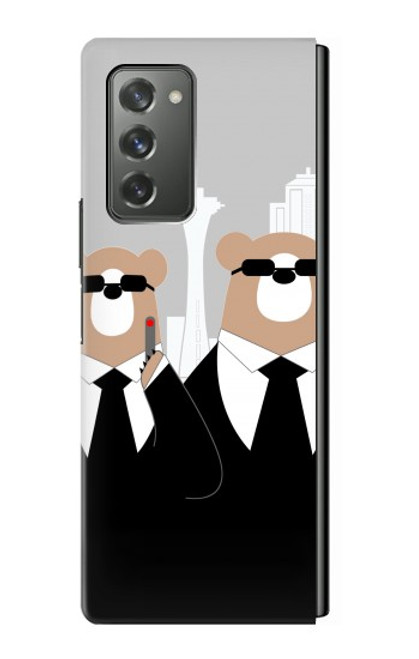 W3557 Ours en Costume Noir Etui Coque Housse et Flip Housse pour Samsung Galaxy Z Fold2 5G