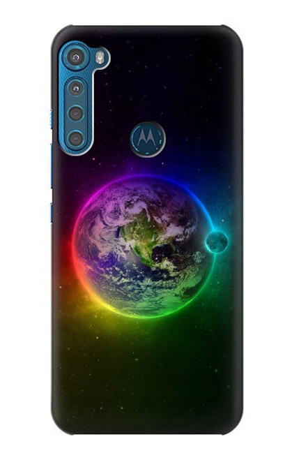 W2570 planète colorée Etui Coque Housse et Flip Housse Cuir pour Motorola One Fusion+