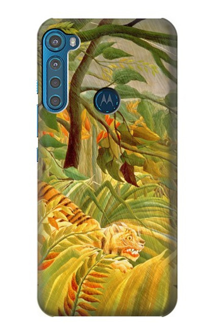 W3344 Henri Rousseau Tigre dans une tempête tropicale Etui Coque Housse et Flip Housse Cuir pour Motorola One Fusion+