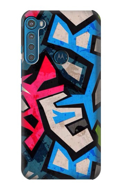 W3445 Art Graffiti rue Etui Coque Housse et Flip Housse Cuir pour Motorola One Fusion+