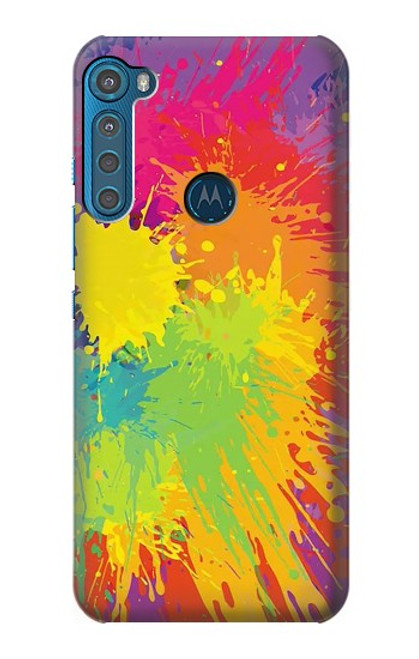 W3675 Tâche de couleur Etui Coque Housse et Flip Housse Cuir pour Motorola One Fusion+