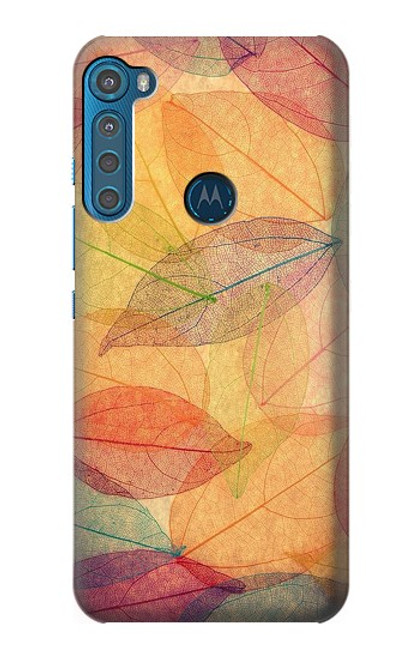 W3686 Automne Feuille Automne Etui Coque Housse et Flip Housse Cuir pour Motorola One Fusion+