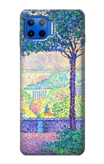 W3349 Paul Signac Terrasse de Meudon Etui Coque Housse et Flip Housse Cuir pour Motorola Moto G 5G Plus