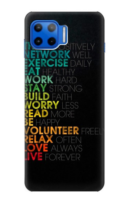 W3523 À des mots Pensez Positifs Etui Coque Housse et Flip Housse Cuir pour Motorola Moto G 5G Plus