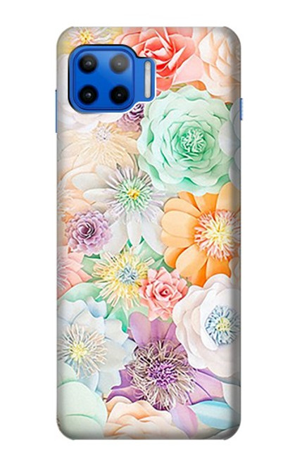 W3705 Fleur florale pastel Etui Coque Housse et Flip Housse Cuir pour Motorola Moto G 5G Plus