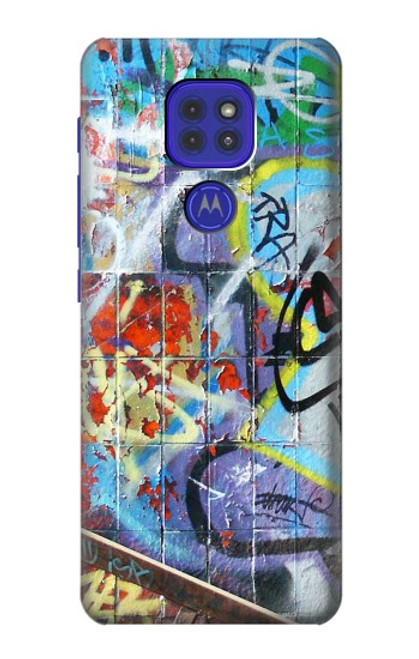 W0588 mur de graffiti Etui Coque Housse et Flip Housse Cuir pour Motorola Moto G9 Play