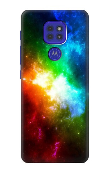 W2312 Arc en ciel coloré espace Galaxie Etui Coque Housse et Flip Housse Cuir pour Motorola Moto G9 Play