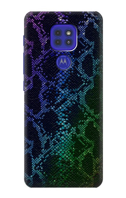 W3366 Arc en ciel Python graphique Imprimer Peau Etui Coque Housse et Flip Housse Cuir pour Motorola Moto G9 Play