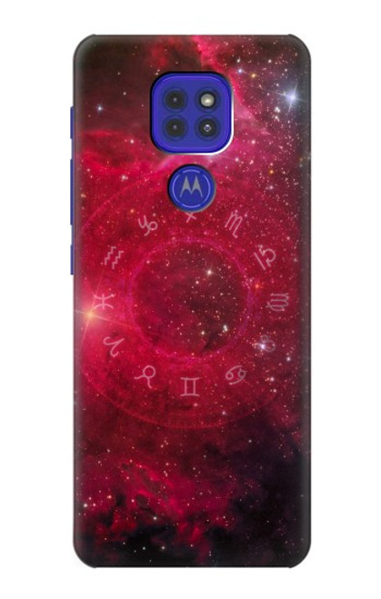 W3368 Zodiaque Rouge Galaxie Etui Coque Housse et Flip Housse Cuir pour Motorola Moto G9 Play