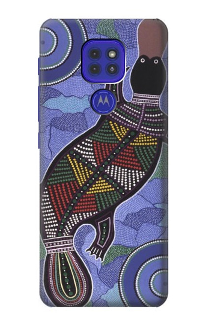 W3387 Platypus Art aborigène d'Australie Etui Coque Housse et Flip Housse Cuir pour Motorola Moto G9 Play