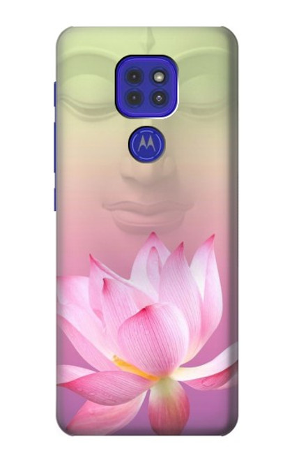 W3511 Fleur de lotus Bouddhisme Etui Coque Housse et Flip Housse Cuir pour Motorola Moto G9 Play