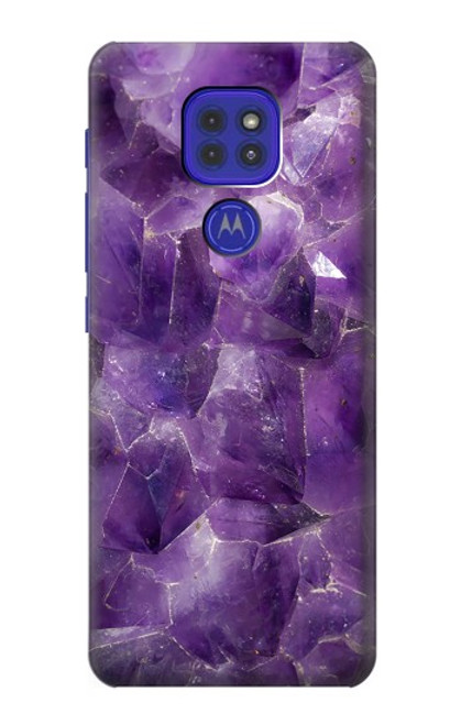 W3713 Graphique violet améthyste à quartz imprimé Etui Coque Housse et Flip Housse Cuir pour Motorola Moto G9 Play