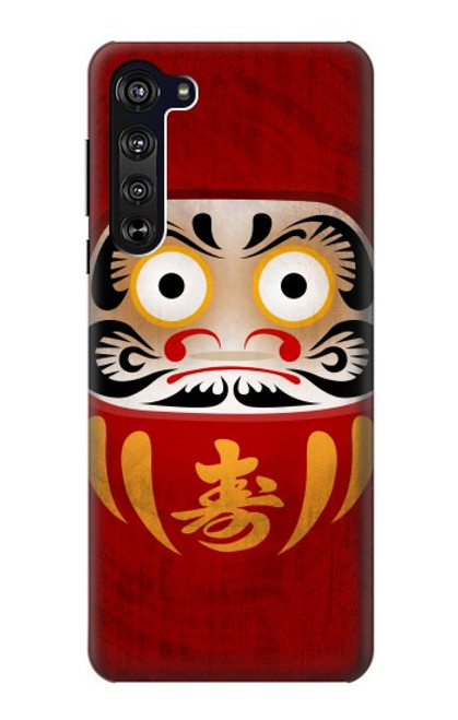 W3023 Japon Bonne chance Daruma Poupée Etui Coque Housse et Flip Housse Cuir pour Motorola Edge