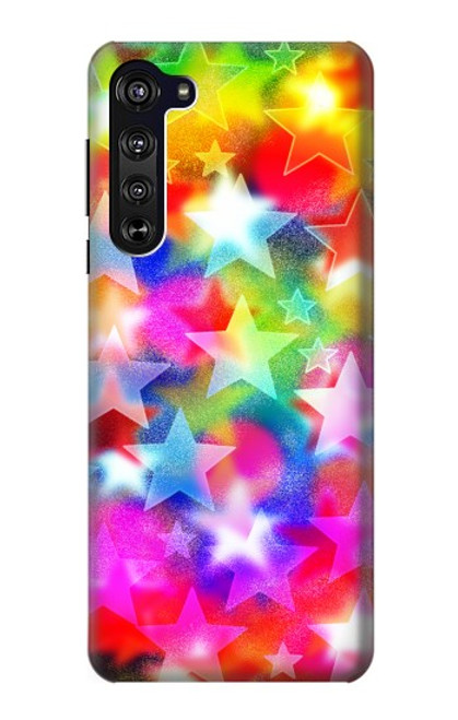 W3292 Coloré Disco étoile Etui Coque Housse et Flip Housse Cuir pour Motorola Edge