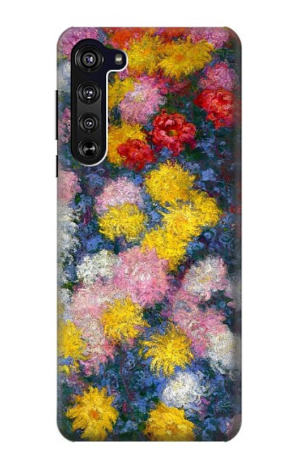 W3342 Claude Monet Chrysanthèmes Etui Coque Housse et Flip Housse Cuir pour Motorola Edge