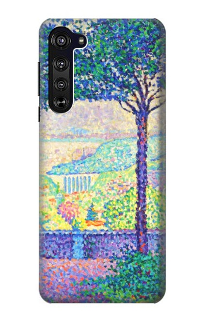 W3349 Paul Signac Terrasse de Meudon Etui Coque Housse et Flip Housse Cuir pour Motorola Edge