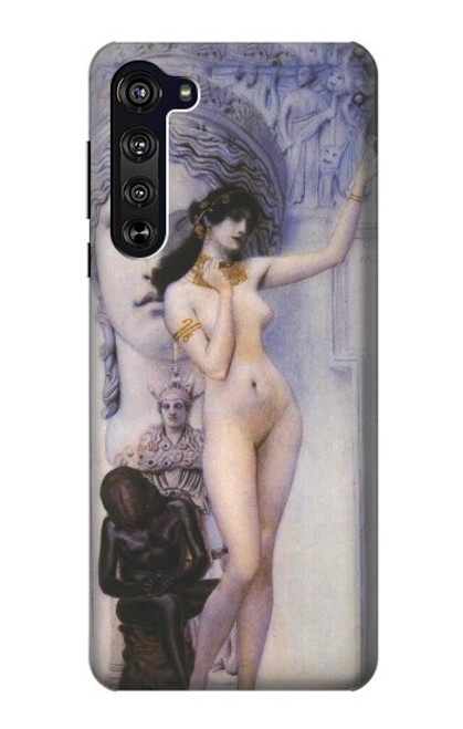 W3353 Gustav Klimt Allégorie de la sculpture Etui Coque Housse et Flip Housse Cuir pour Motorola Edge