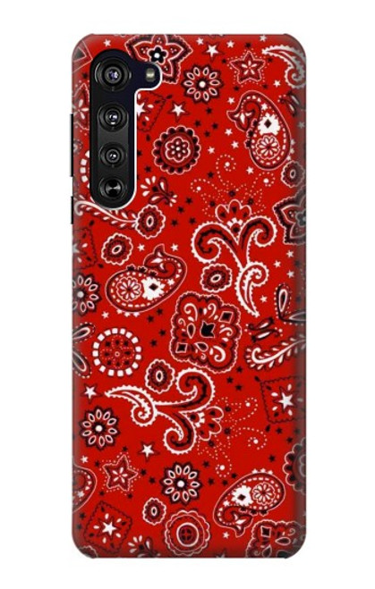 W3354 Rouge classique Bandana Etui Coque Housse et Flip Housse Cuir pour Motorola Edge