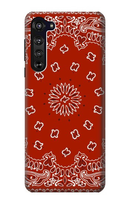 W3355 Motif Bandana Rouge Etui Coque Housse et Flip Housse Cuir pour Motorola Edge