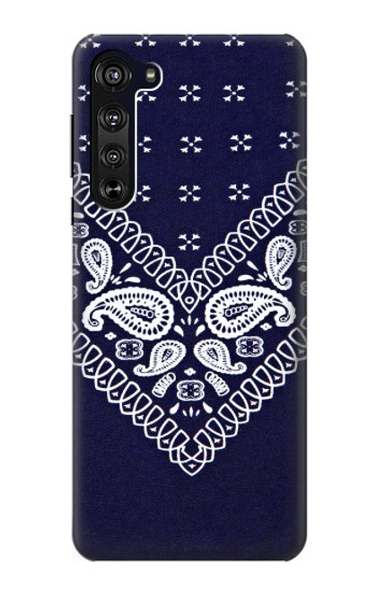 W3357 Marine Bleu Bandana Motif Etui Coque Housse et Flip Housse Cuir pour Motorola Edge