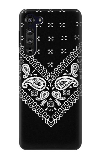 W3363 Motif Bandana Noir Etui Coque Housse et Flip Housse Cuir pour Motorola Edge