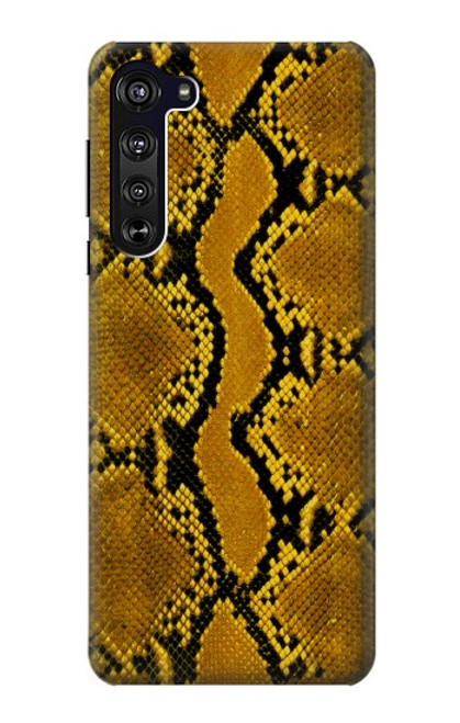 W3365 Python Imprimer Jaune graphique Peau Etui Coque Housse et Flip Housse Cuir pour Motorola Edge