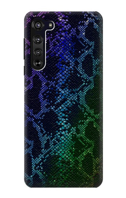 W3366 Arc en ciel Python graphique Imprimer Peau Etui Coque Housse et Flip Housse Cuir pour Motorola Edge