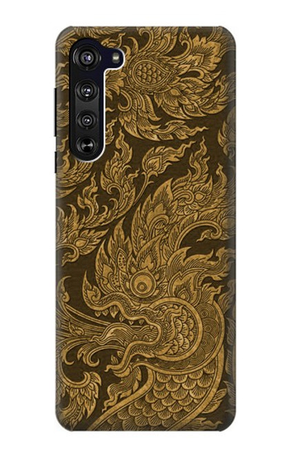 W3382 Art de la peinture thaïlandaise Naga Etui Coque Housse et Flip Housse Cuir pour Motorola Edge