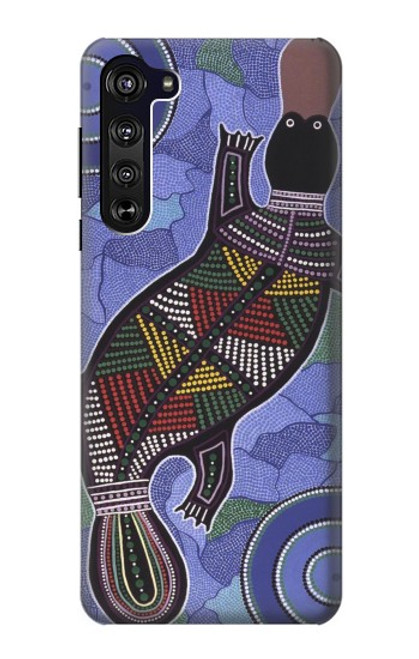 W3387 Platypus Art aborigène d'Australie Etui Coque Housse et Flip Housse Cuir pour Motorola Edge