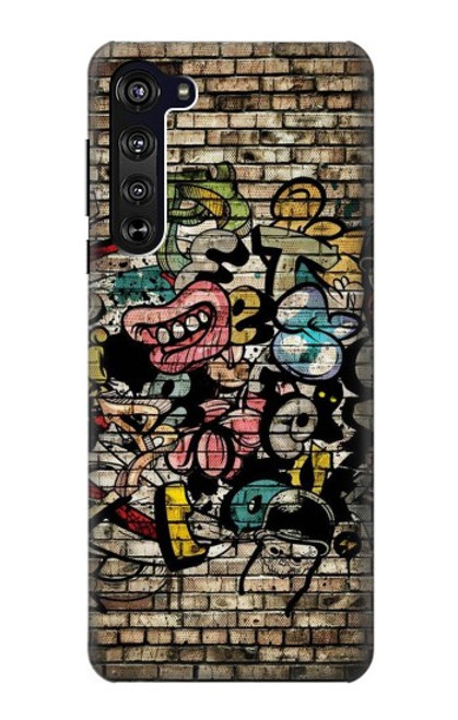 W3394 Graffiti mur Etui Coque Housse et Flip Housse Cuir pour Motorola Edge