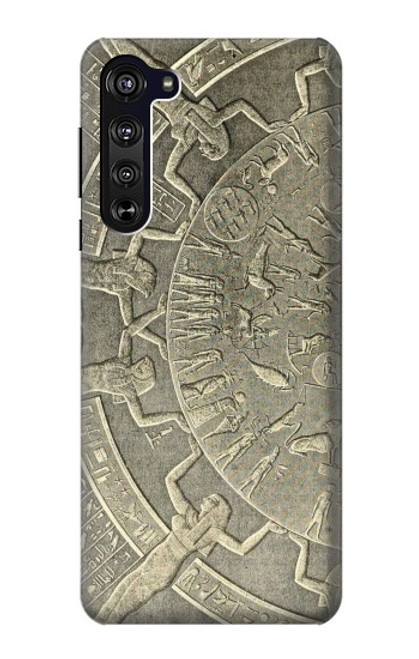 W3396 Dendérah Zodiaque Egypte ancienne Etui Coque Housse et Flip Housse Cuir pour Motorola Edge