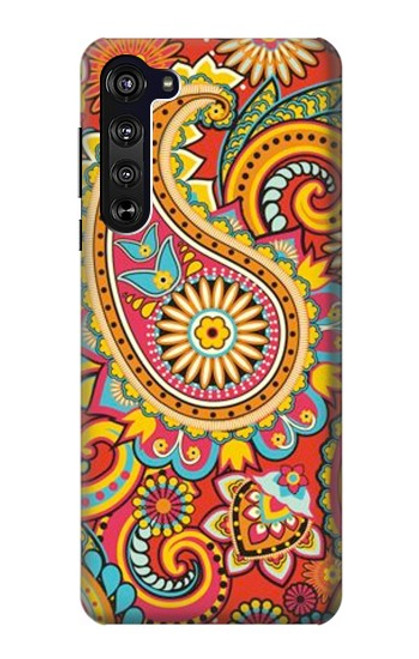 W3402 Floral Paisley Seamless Etui Coque Housse et Flip Housse Cuir pour Motorola Edge