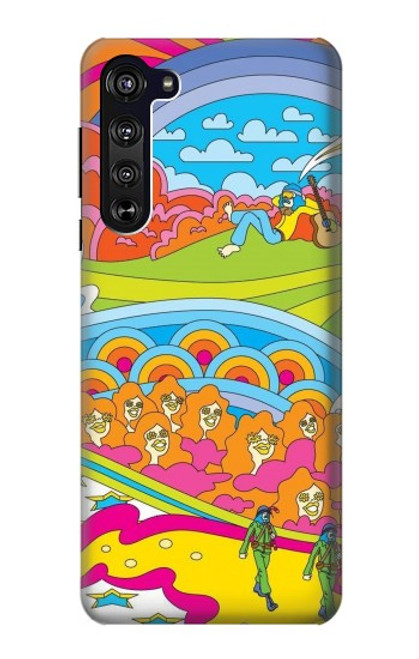 W3407 hippie Art Etui Coque Housse et Flip Housse Cuir pour Motorola Edge