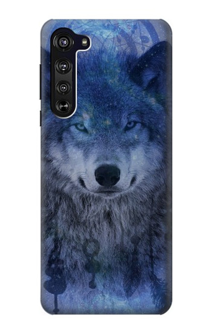 W3410 Loup Dream Catcher Etui Coque Housse et Flip Housse Cuir pour Motorola Edge