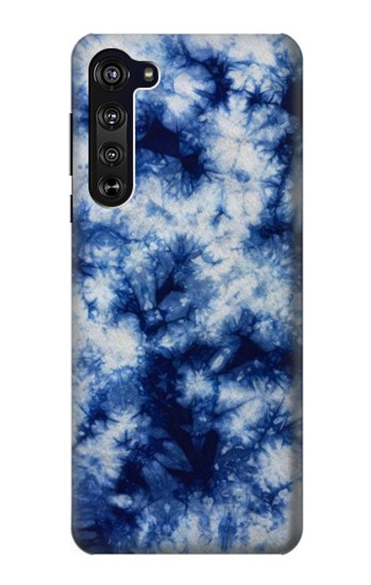 W3439 Tissu Indigo Tie Dye Etui Coque Housse et Flip Housse Cuir pour Motorola Edge