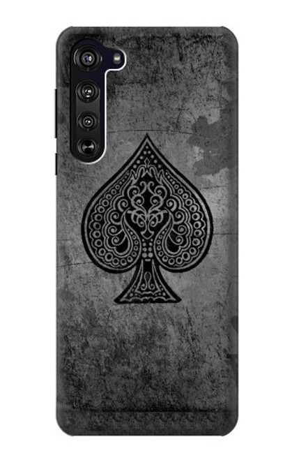 W3446 Noir Ace Spade Etui Coque Housse et Flip Housse Cuir pour Motorola Edge