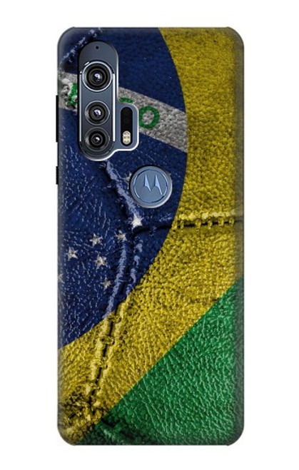 W3297 Brésil Drapeau graphique Football Millésime Etui Coque Housse et Flip Housse Cuir pour Motorola Edge+