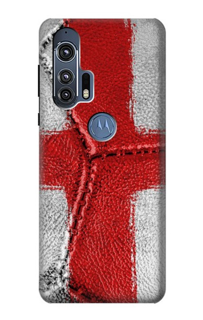 W3316 Angleterre Drapeau graphique Football Millésime Etui Coque Housse et Flip Housse Cuir pour Motorola Edge+