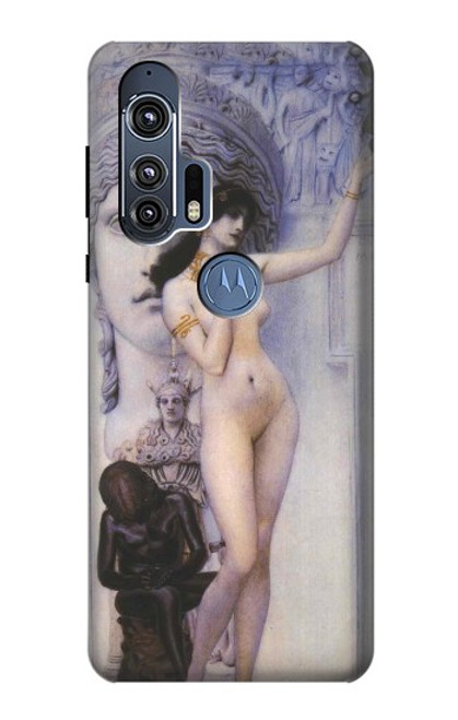 W3353 Gustav Klimt Allégorie de la sculpture Etui Coque Housse et Flip Housse Cuir pour Motorola Edge+