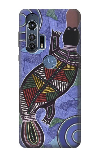 W3387 Platypus Art aborigène d'Australie Etui Coque Housse et Flip Housse Cuir pour Motorola Edge+