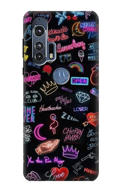 W3433 Néon graphique millésimé Etui Coque Housse et Flip Housse Cuir pour Motorola Edge+