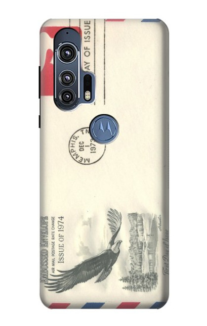 W3551 Art de l'millésimé de la poste enveloppe aérienne Etui Coque Housse et Flip Housse Cuir pour Motorola Edge+