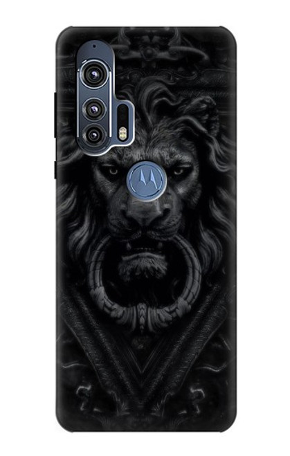 W3619 Lion noir gothique Etui Coque Housse et Flip Housse Cuir pour Motorola Edge+