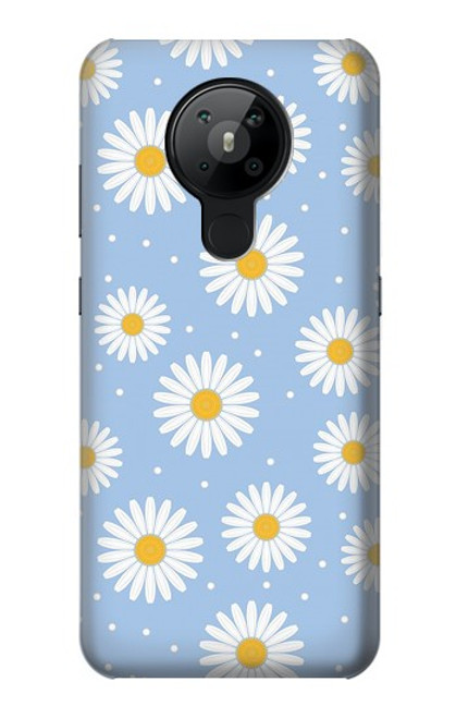 W3681 Motif de fleurs de marguerite Etui Coque Housse et Flip Housse Cuir pour Nokia 5.3